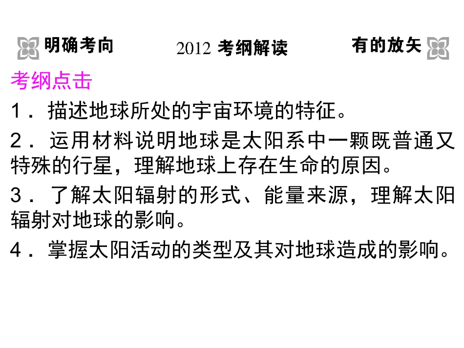 地理一轮复习课件1-1-3_球的宇宙环境及太阳对地球的影响_第2页