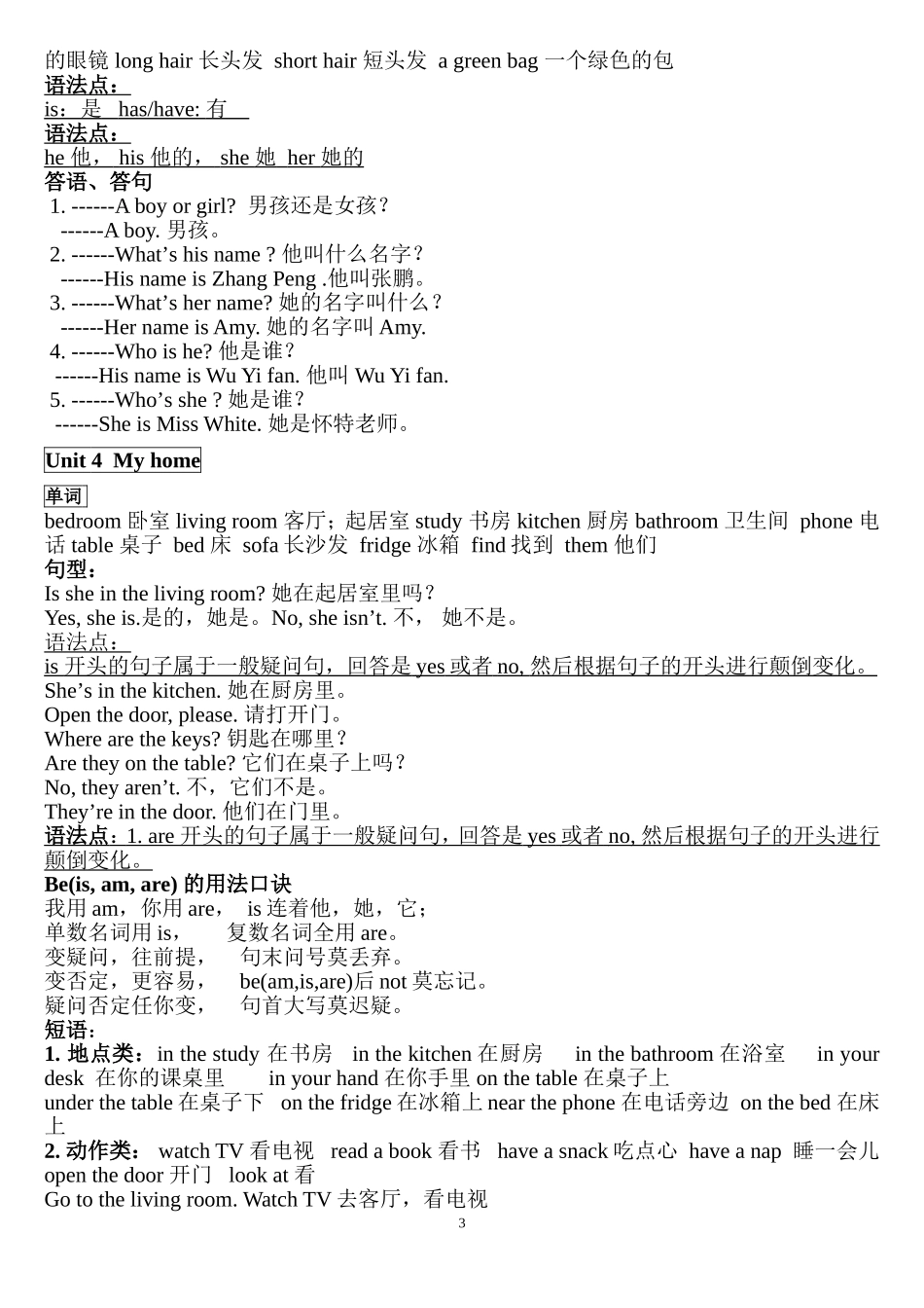 2013新版小学四年级英语上册复习知识点归纳-史上最全-精心整理_第3页