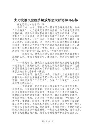 大力发展民营经济解放思想大讨论学习心得