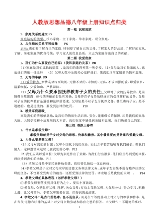 人教版思想品德八年级上册知识点归类