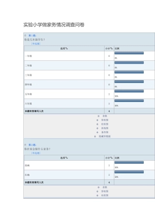 小学生做家务情况调查问卷