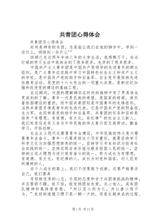 共青团心得体会