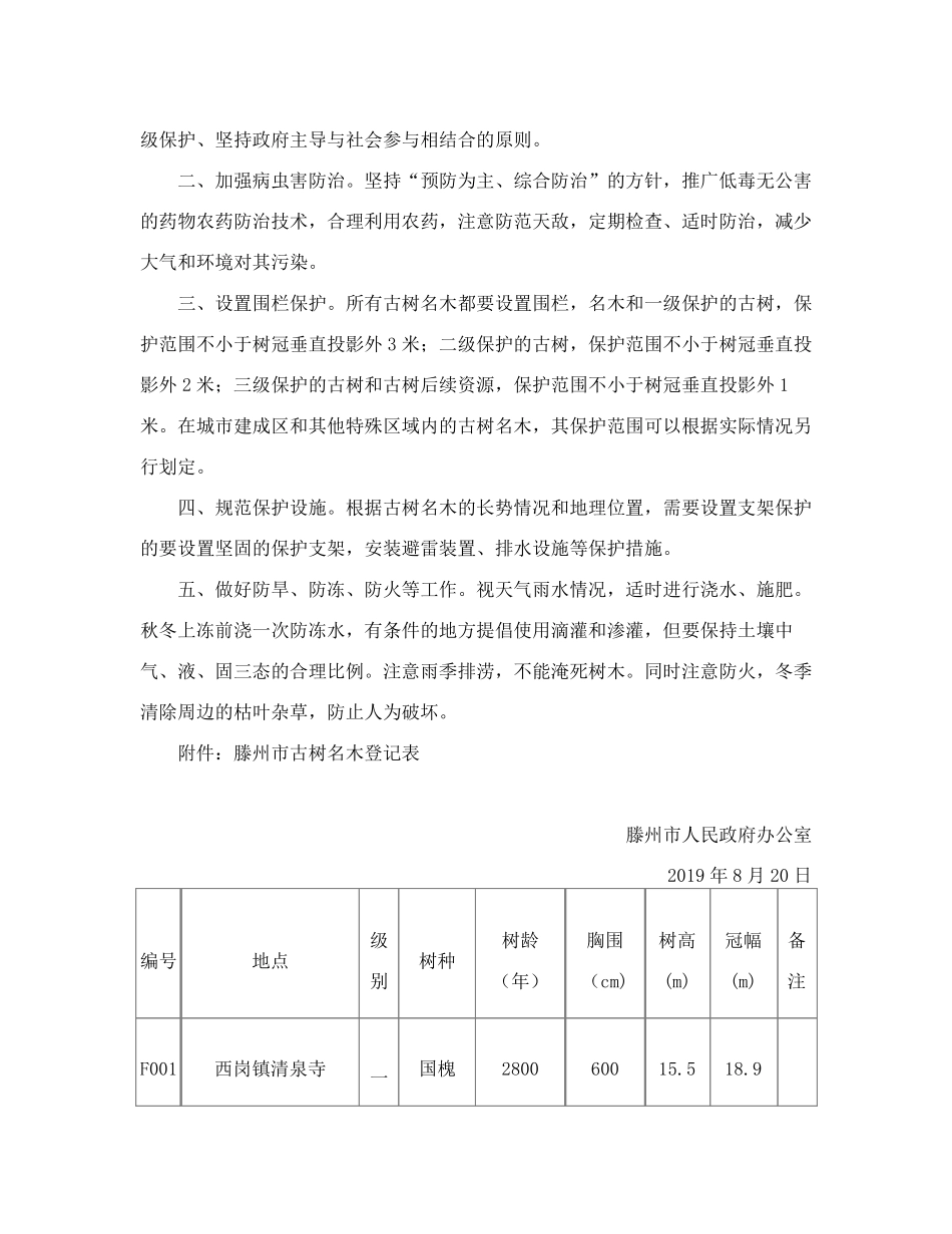 滕州市人民政府办公室关于做好全市古树名木保护和管理工作的通知_第2页