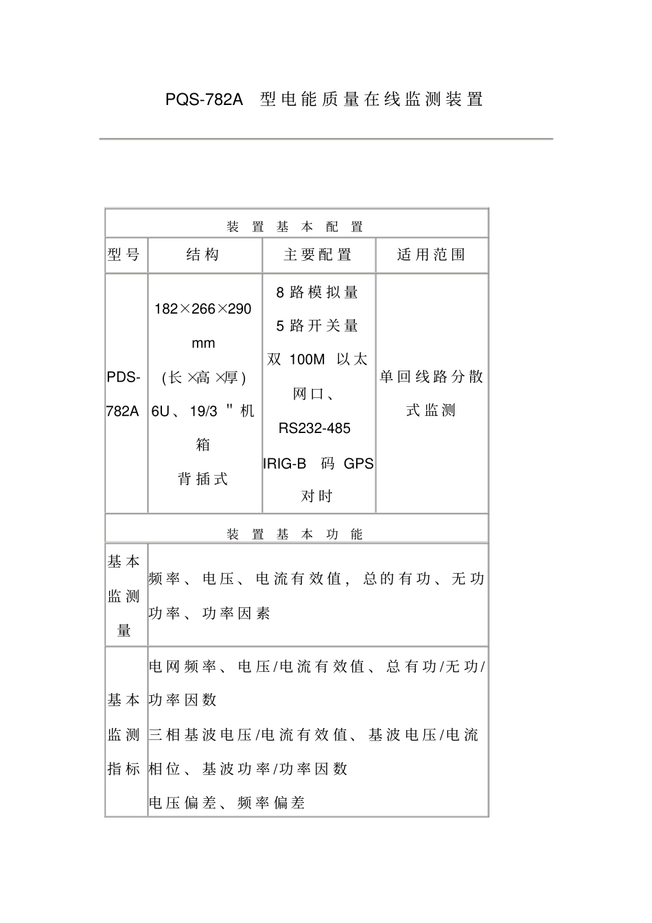 PQSA型电能质量在线监测装置_第1页