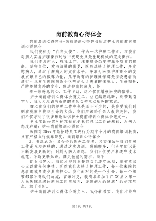 岗前教育心得体会