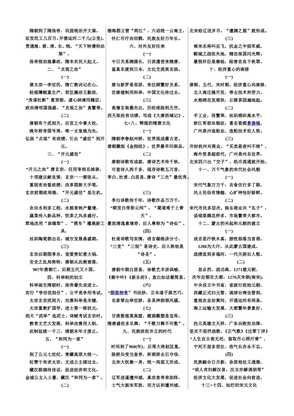 北师大中国历史歌诀_第3页