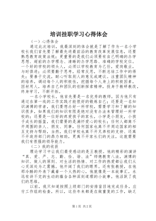 培训挂职学习心得体会