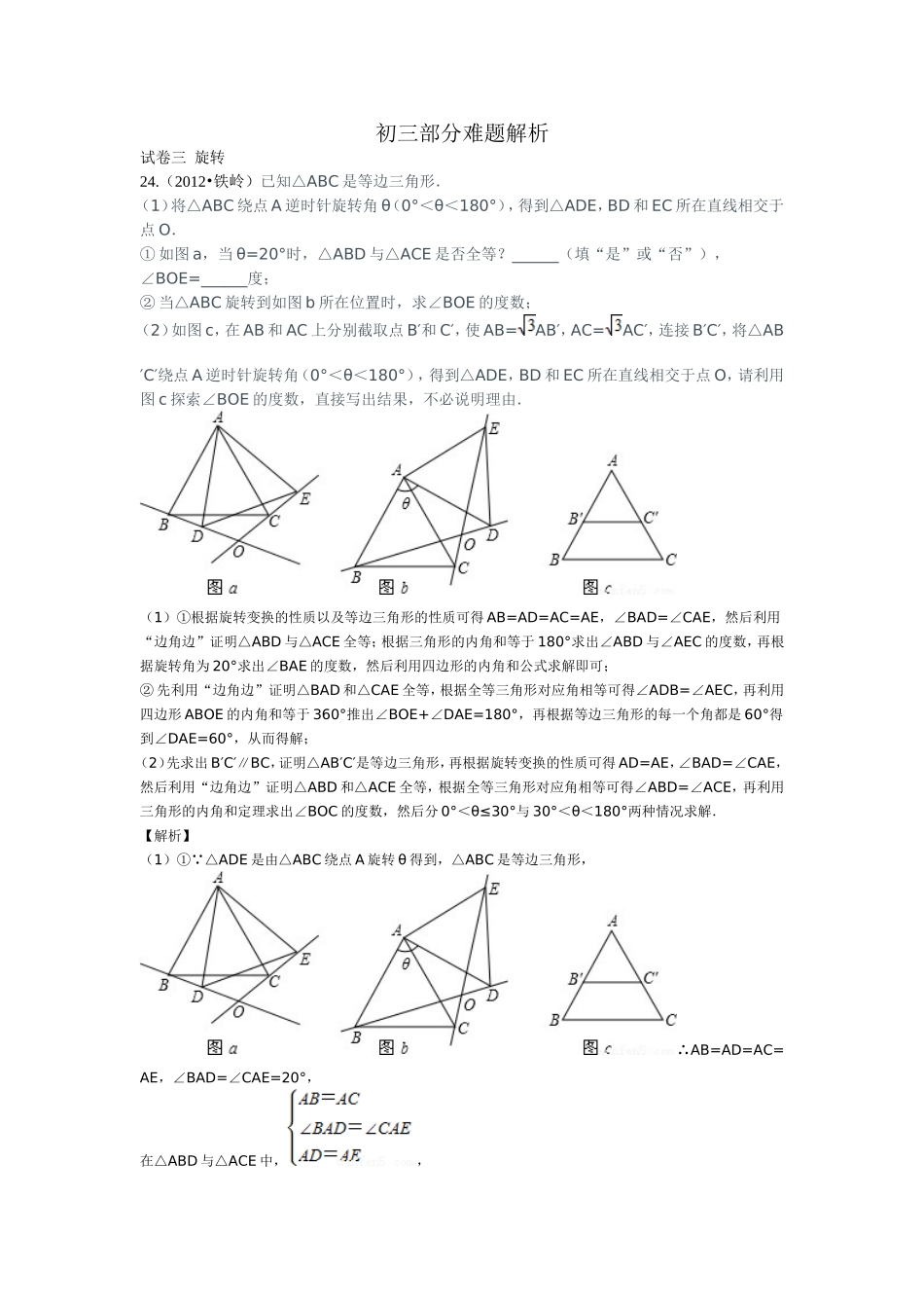 初三部分难题解析_第1页