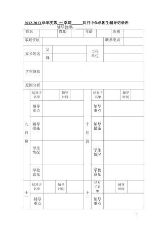 学困生辅导记录表
