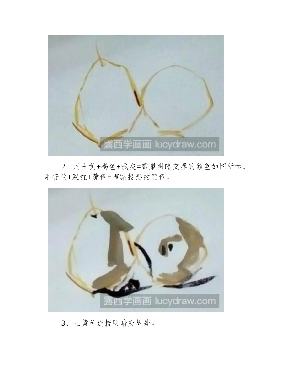 水粉画教程：教你画雪梨水粉画教程_第2页