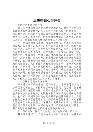 思想整顿心得体会