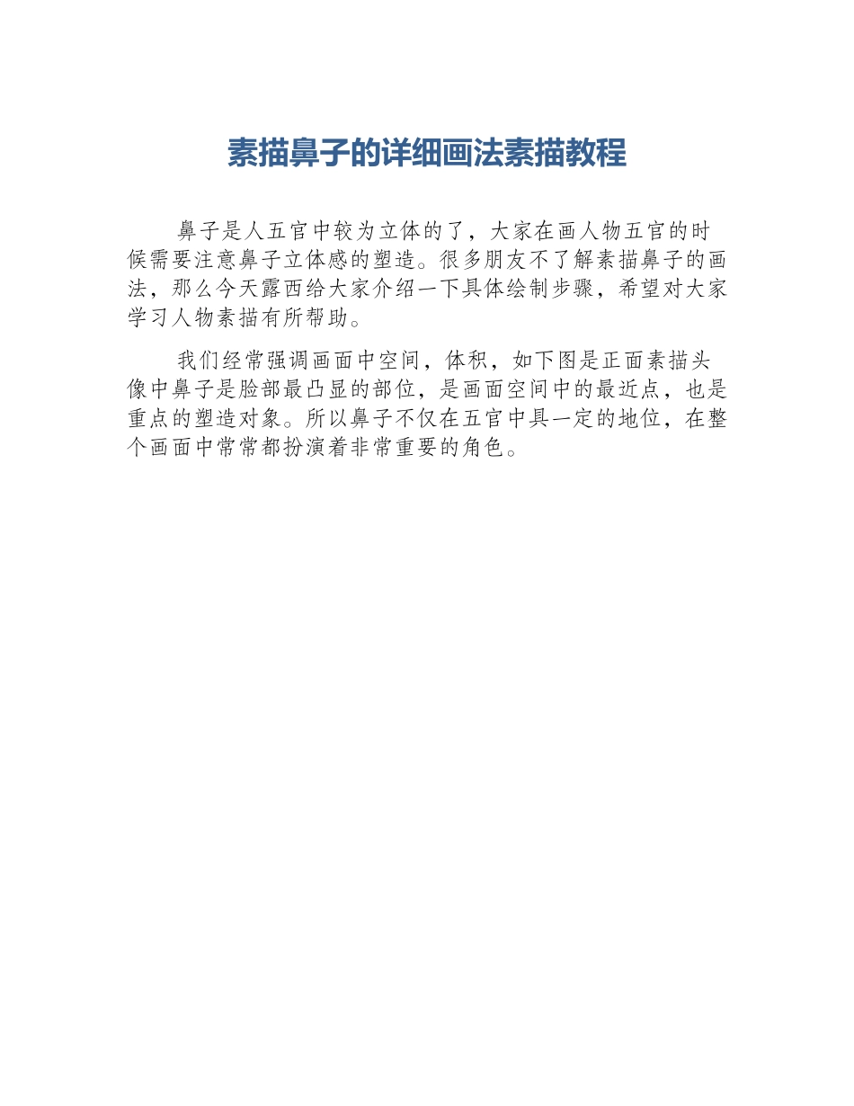 素描鼻子的详细画法素描教程_第1页
