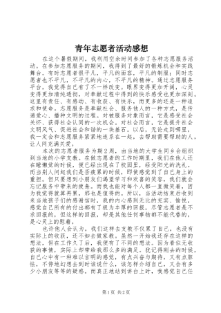 青年志愿者活动感想