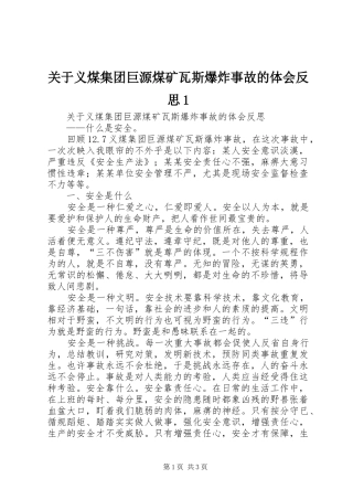关于义煤集团巨源煤矿瓦斯爆炸事故的体会反思1