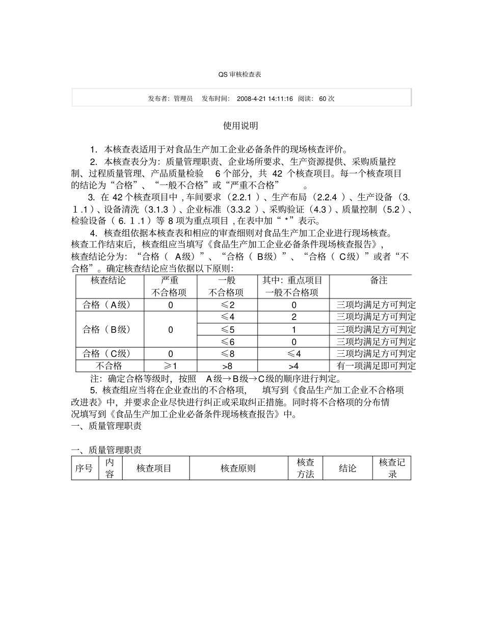 QS审核检查表解读_第1页