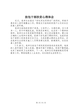 挂包干部扶贫心得体会