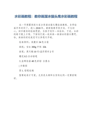 水彩画教程：教你画溜冰猫头鹰水彩画教程