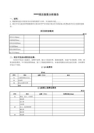 投资分析报告模版