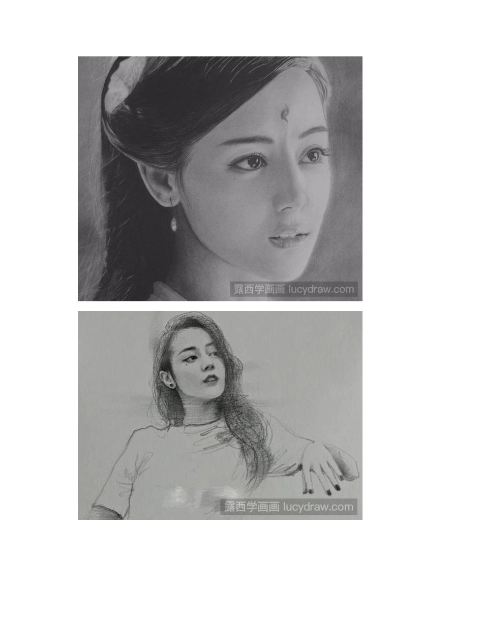 素描作品欣赏：一组迪丽热巴画像素描作品_第2页