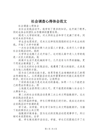 社会调查心得体会范文