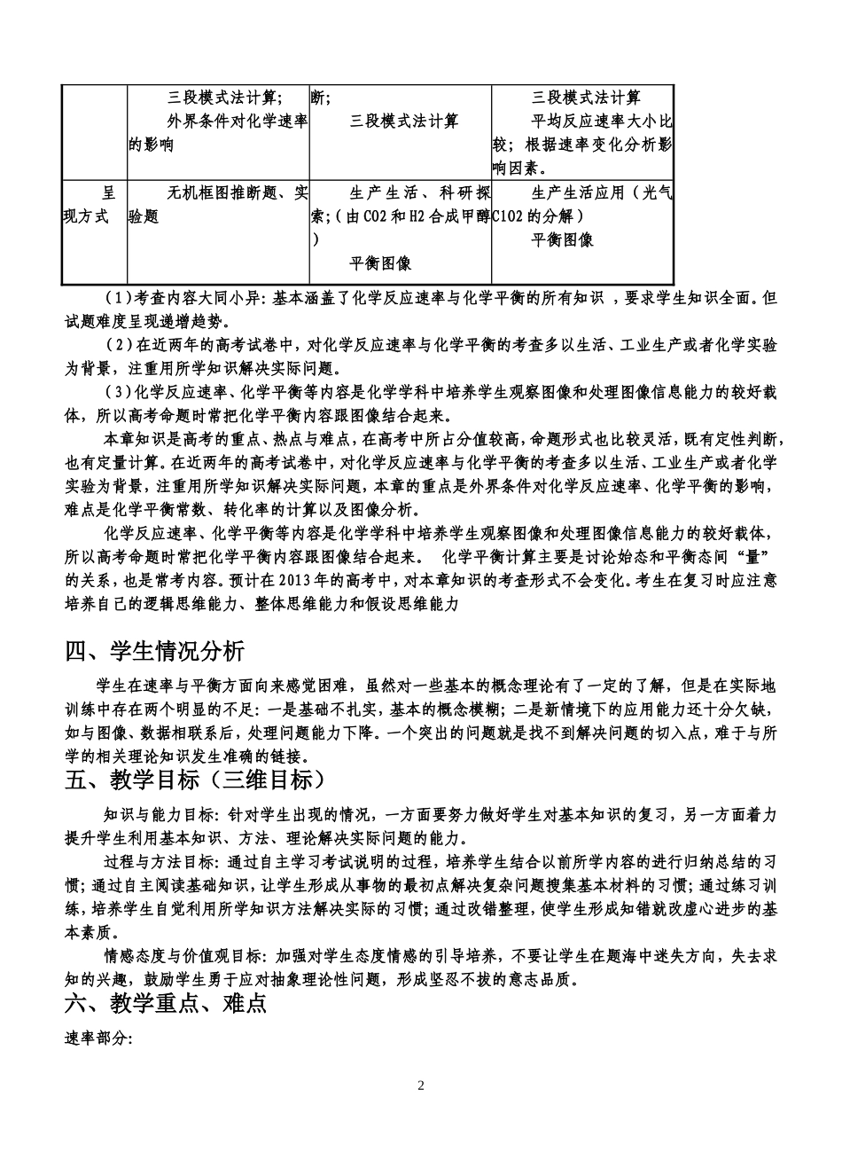 化学反应速率、化学平衡浠水一中谈剑_第2页