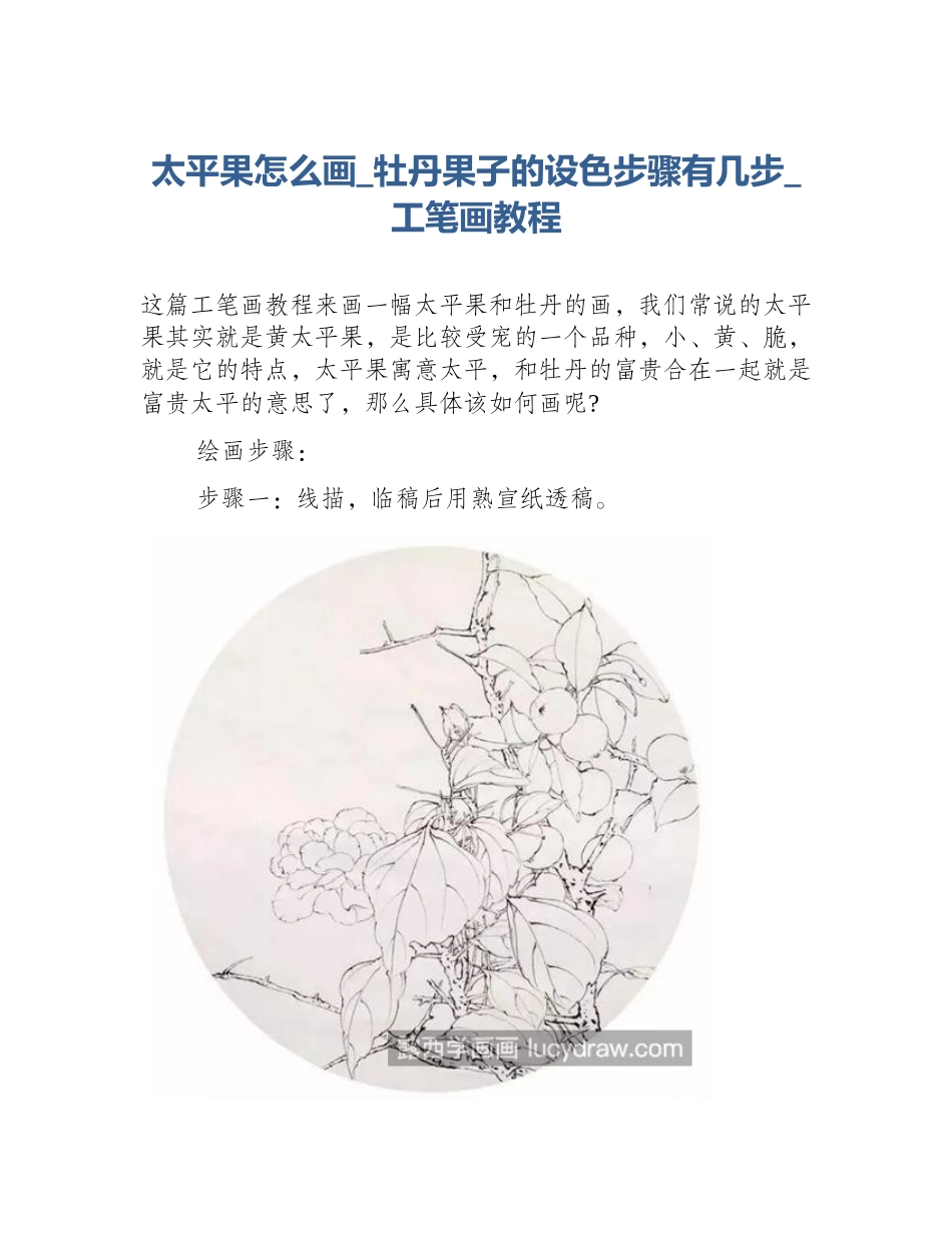 太平果怎么画_牡丹果子的设色步骤有几步_工笔画教程_第1页