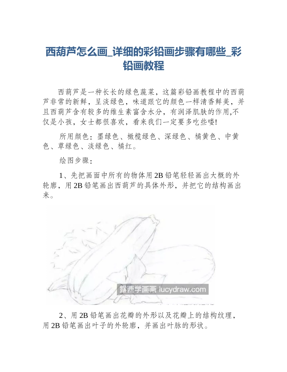 西葫芦怎么画_详细的彩铅画步骤有哪些_彩铅画教程_第1页