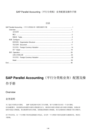 SAP平行分类账配置与操作
