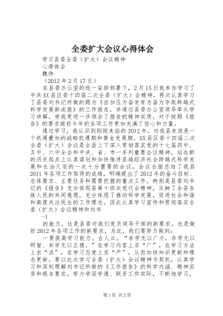 全委扩大会议心得体会