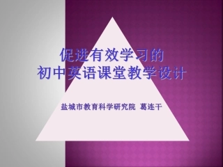 促进有效学习的初中英语课堂教学设计
