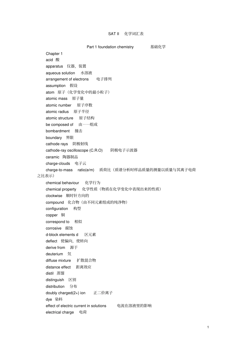 SATII化学词汇表剖析_第1页