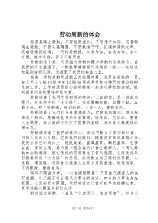 劳动周新的体会