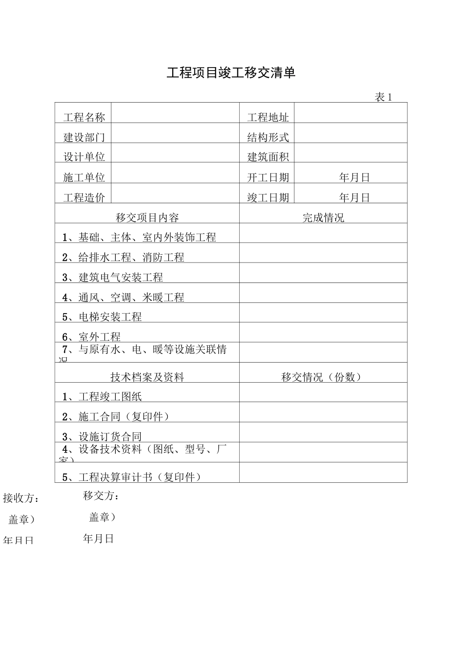 工程移交清单 _第2页