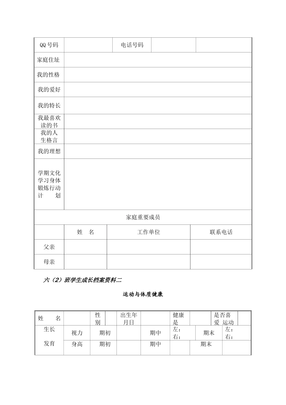 六（2）班学生成长档案_第2页
