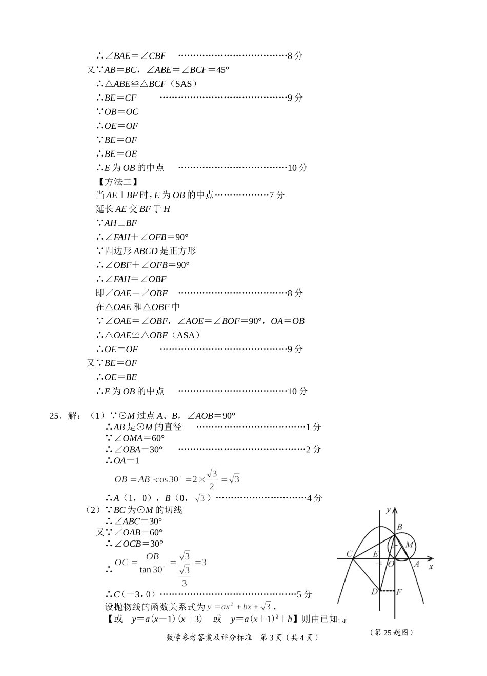 2011年中考数学试题参考答案及评分标准_第3页