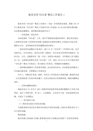 脱贫攻坚“回头看”整改工作报告1 