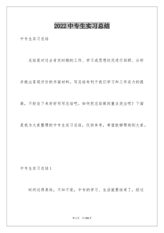 2024中专生实习总结