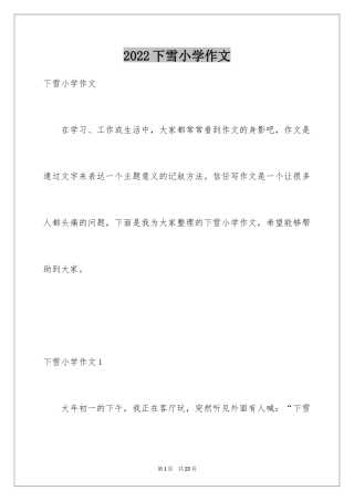 2024下雪小学作文_2