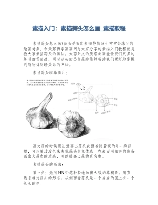 素描入门：素描蒜头怎么画_素描教程