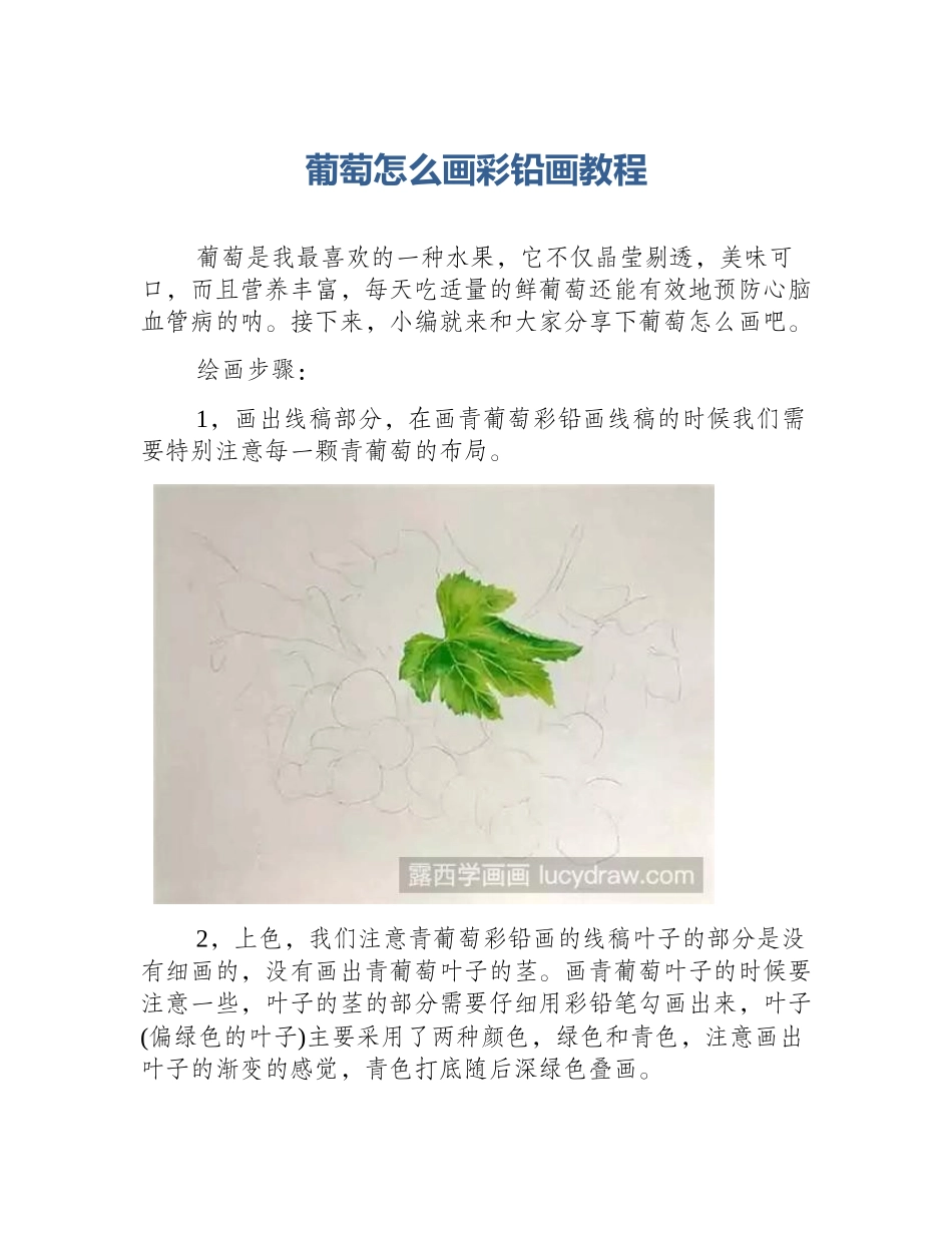 葡萄怎么画彩铅画教程_第1页