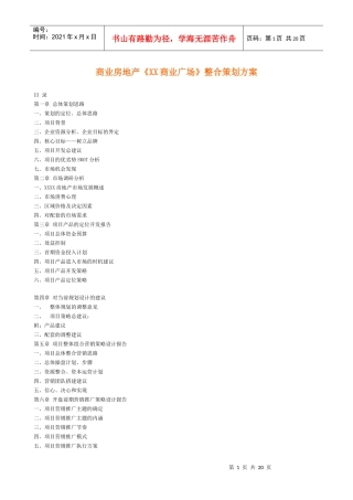 商业房地产XX商业广场整合策划方案