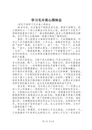 学习毛丰美心得体会