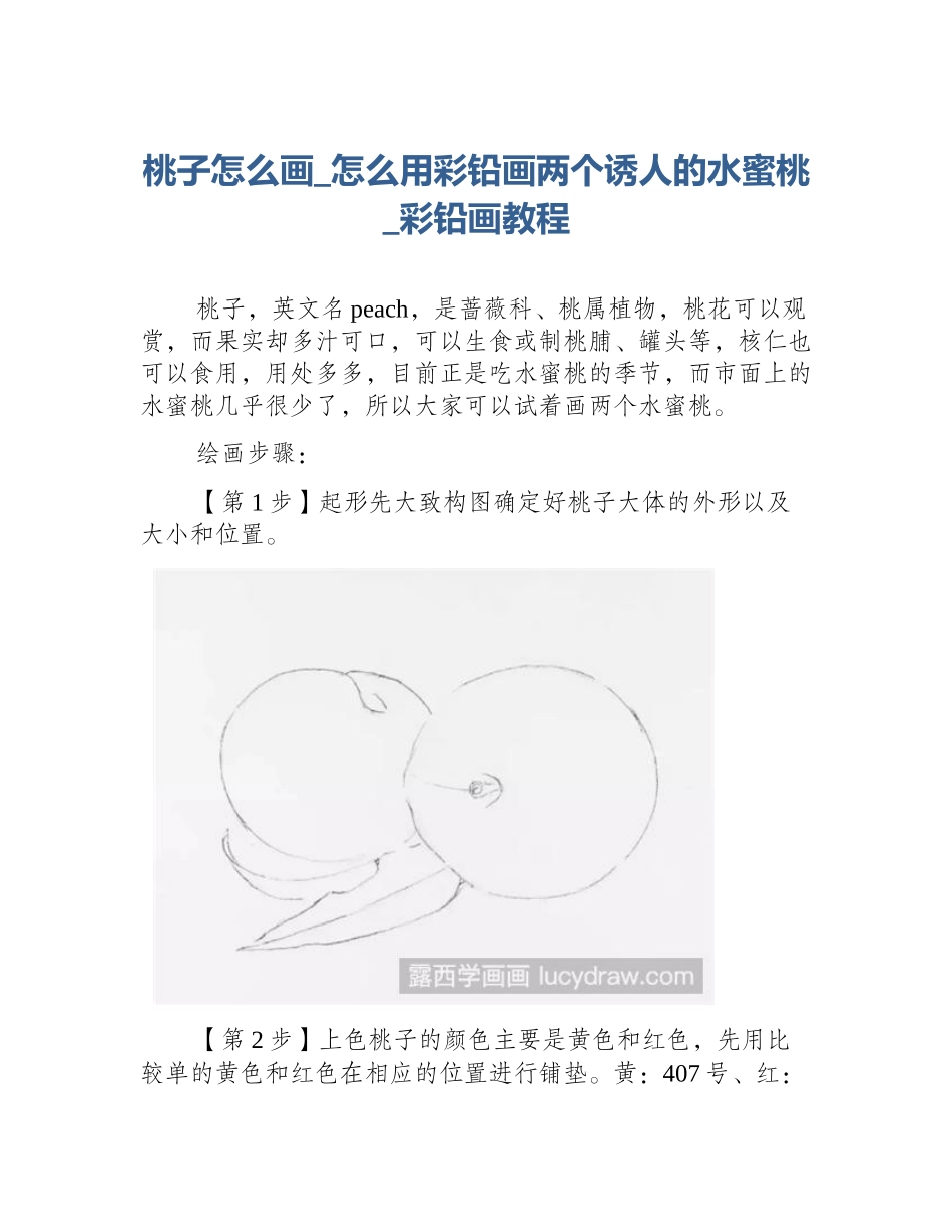 桃子怎么画_怎么用彩铅画两个诱人的水蜜桃_彩铅画教程_第1页