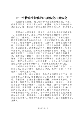 对一个特殊生转化的心得体会心得体会