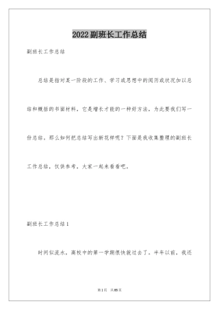 2024副班长工作总结_1