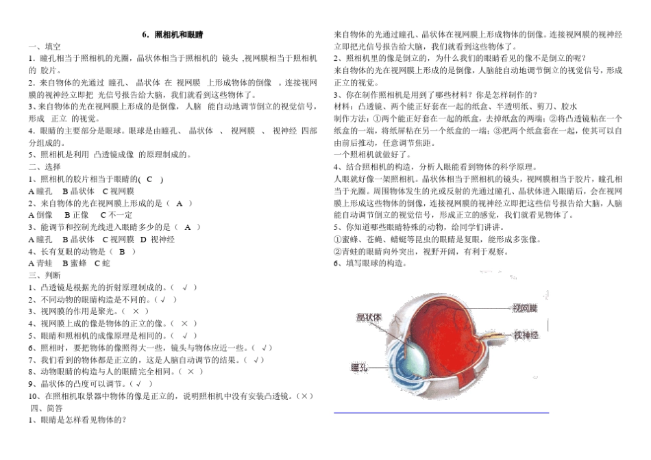 青岛版科学五下《我们怎么看到物体》课时练习题(二) (1) _第2页