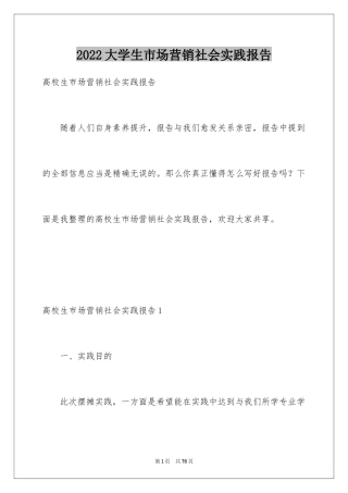 2024大学生市场营销社会实践报告