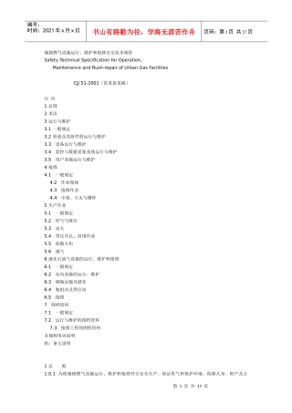 城镇燃气设施运行规程