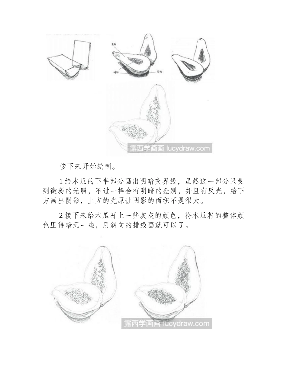 素描教程：怎么画切开的多汁水果素描教程_第2页