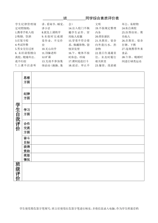 学生综合素质评价（空表）